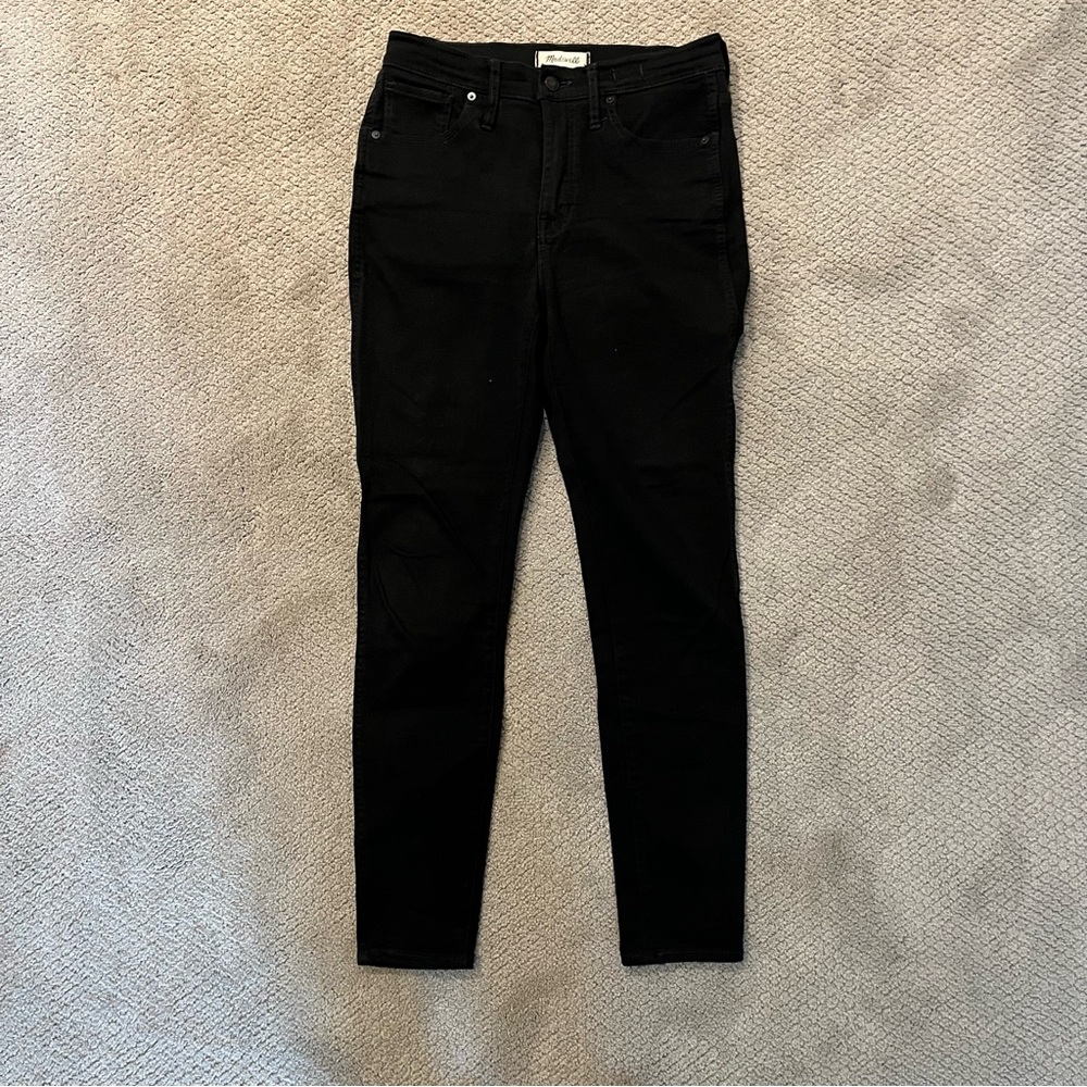 Madewell 10” High-Rise Black Skinny Jeans, Size 28